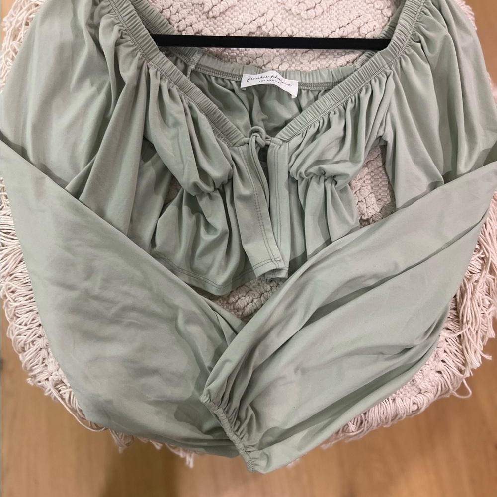 Frankie Phoenix Elegant Women's Sage Green Top - Picture 9 of 11
